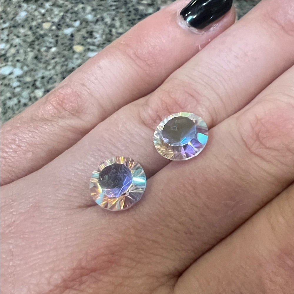 Set 2pcs Iridescent Rainbow Aurora Unicorn Round Unidentified Loose Gemstones - Picture 4 of 17